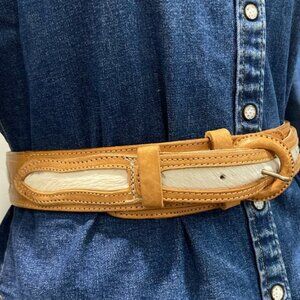 Southwestern Pony Hair Leather Belt